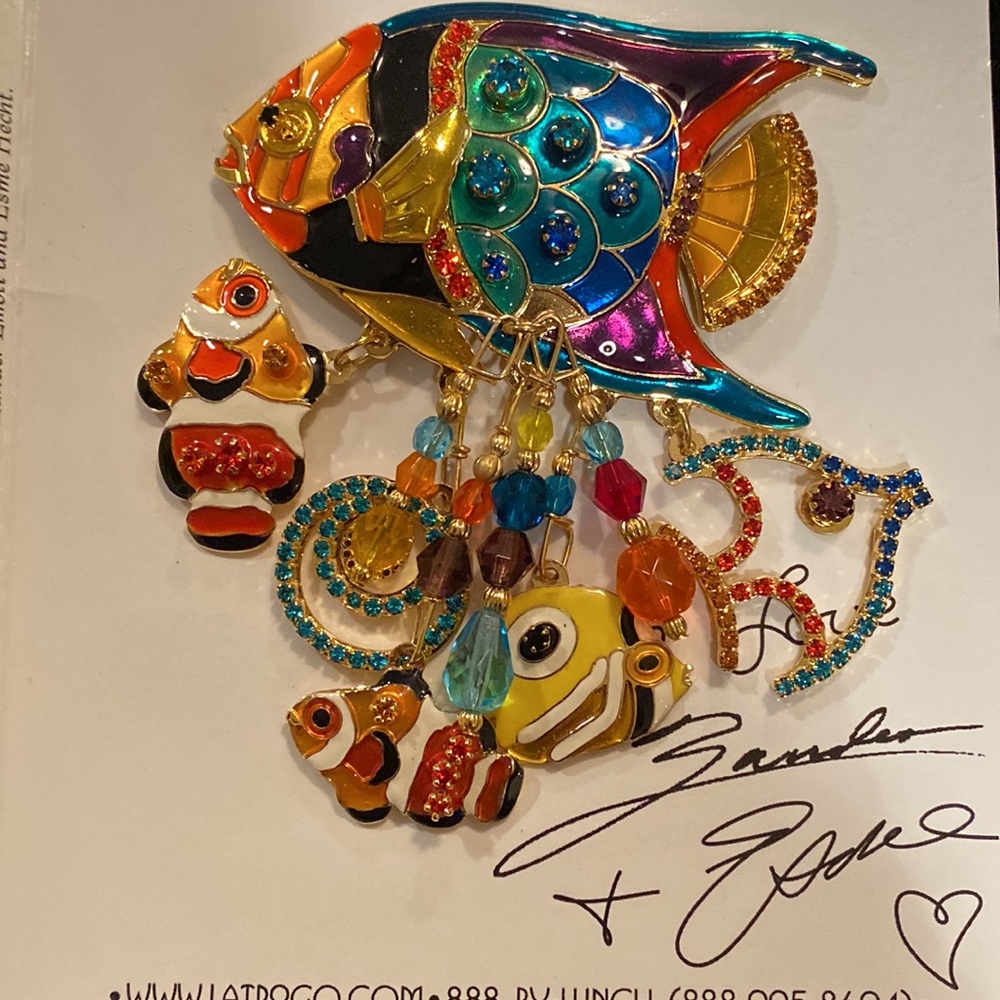 LATR 2GO USA Fish Brooch with Bail on Menu Card, 2007